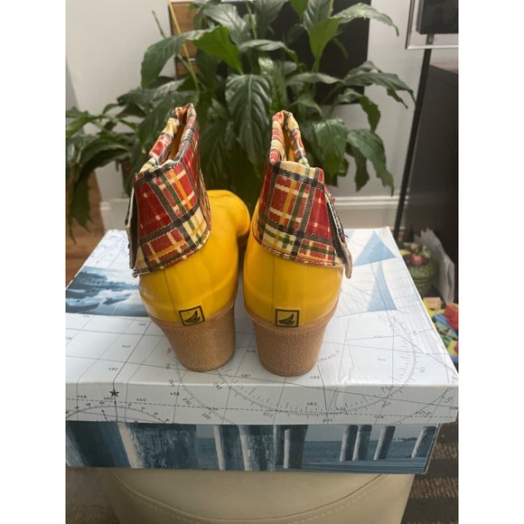 Speedy top Slider  plaid wedge waterproof ankelrubber rain boot - Picture 4 of 8